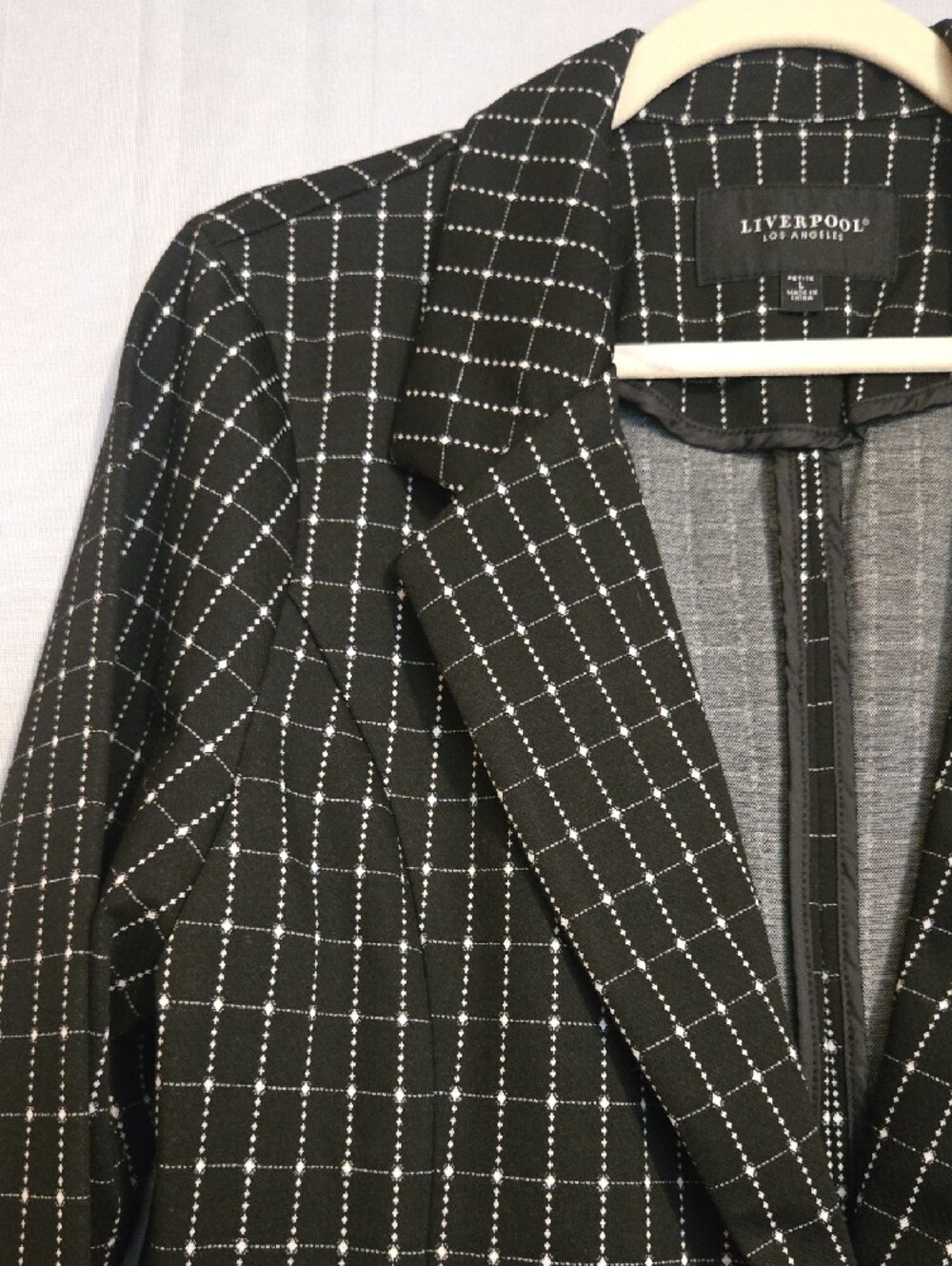 Liverpool Black Windowpane Single-Button Fitted Blazer PL NWT - Picture 3 of 12